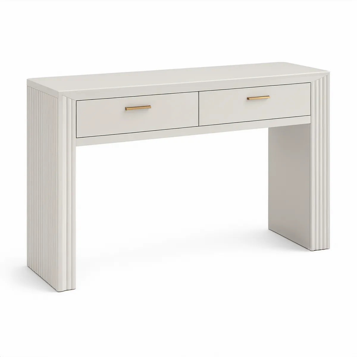 Konzolový stolek se 2 zásuvkami z MDF, krémově bílý/zlatý, 120 × 80 × 35 cm